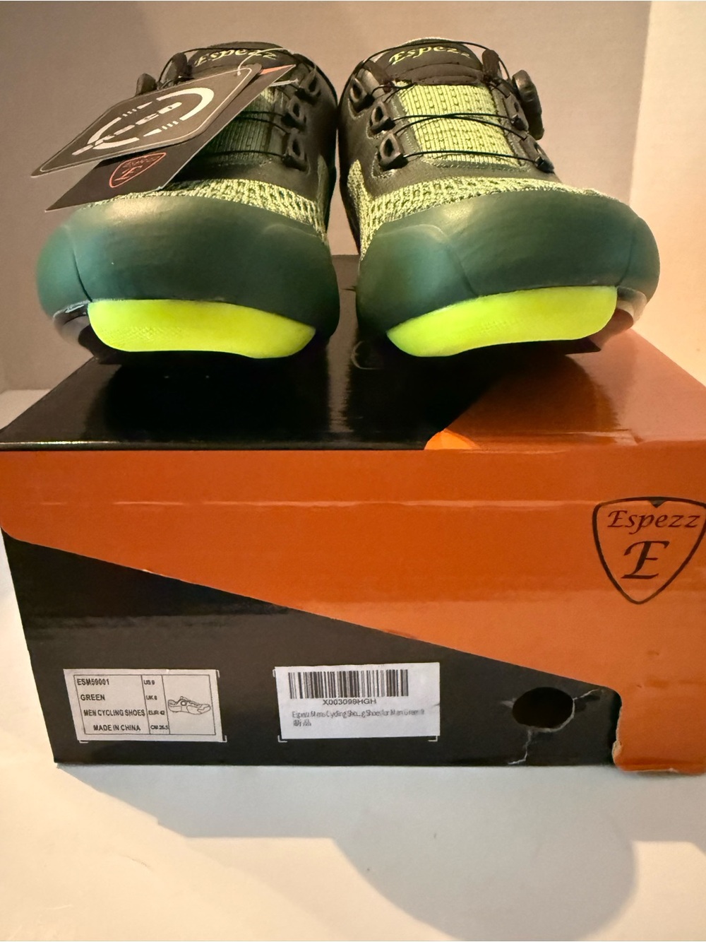 ESPEEZ Green Cycling Shoes NEW MEN’s 9